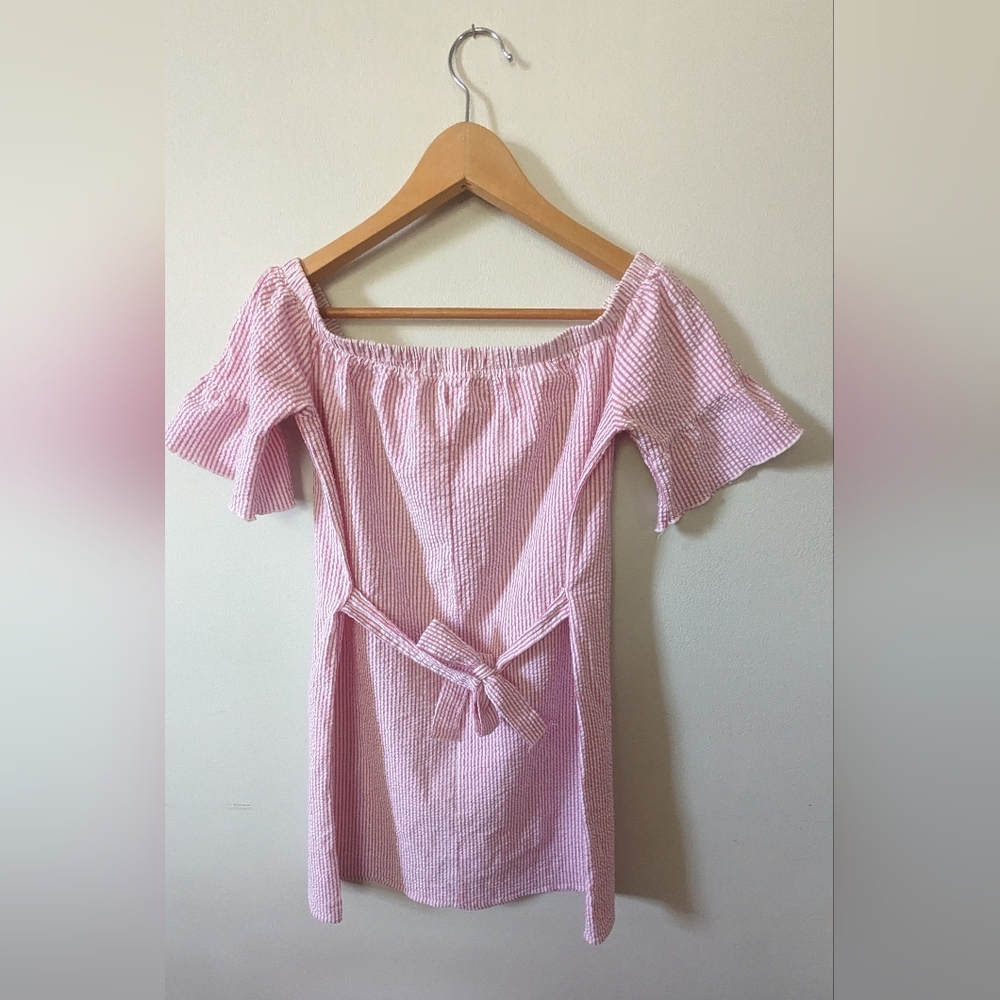Pink Lemonade Pink Striped Off The Shoulder Lightweight Dress Sz Medium